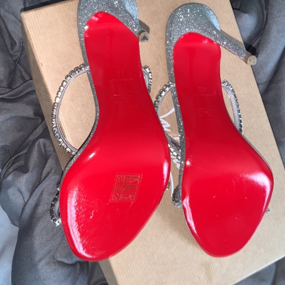 Christian Louboutin Silver Glitter “ Just Queen “ Heels - Picture 3 of 9